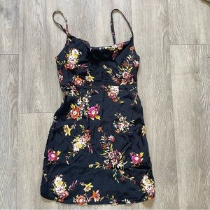 Obey black floral mini dress with adjustable straps Size XS